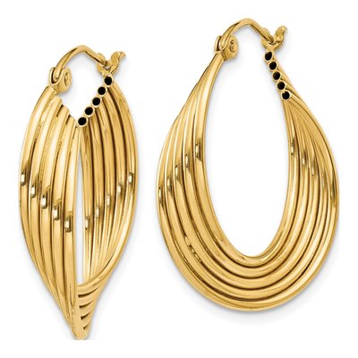 14K Yellow Gold Fancy Hoop Earrings – view 3