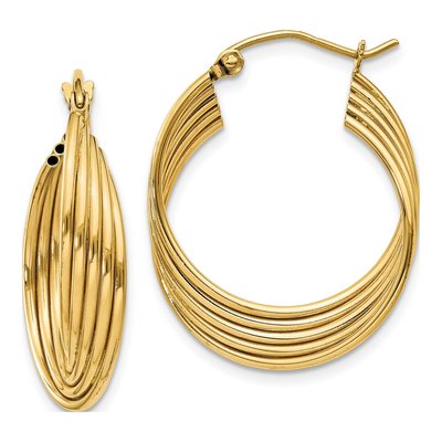 14K Yellow Gold Fancy Hoop Earrings