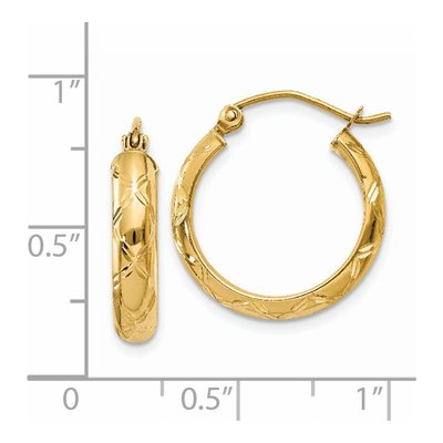 14K Yellow Gold 17mm Diamond-Cut Hoop Earrings – view 5