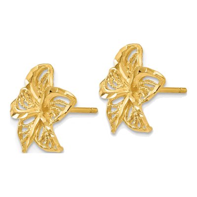 14K Yellow Gold Plumeria Stud Earrings – view 3