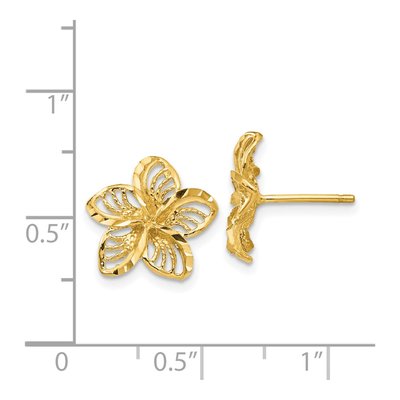 14K Yellow Gold Plumeria Stud Earrings – view 5