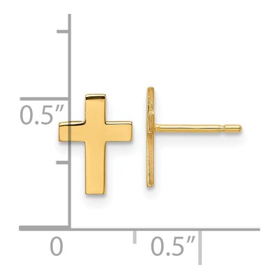 14K Yellow Gold Cross Stud Earrings – view 5