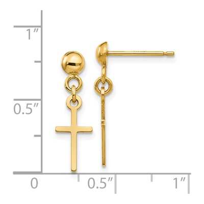 14K Yellow Gold Cross Dangle Earrings – view 5