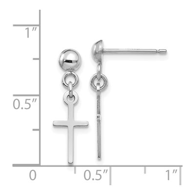 14K White Gold Cross Dangle Earrings – view 5