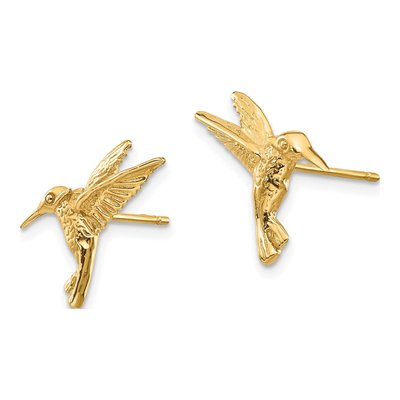 14K Yellow Gold Hummingbird Stud Earrings – view 3