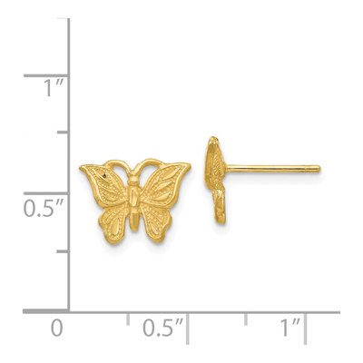14K Yellow Gold Diamond-Cut Butterfly Stud Earrings – view 5