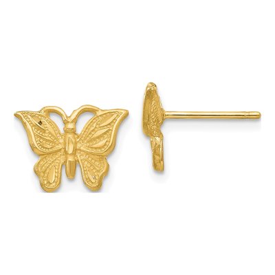 14K Yellow Gold Diamond-Cut Butterfly Stud Earrings