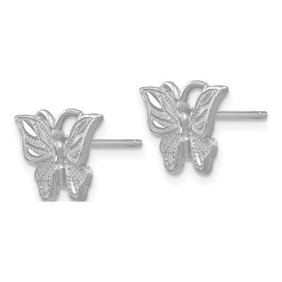 14K Yellow Gold Diamond-Cut Butterfly Stud Earrings – view 2