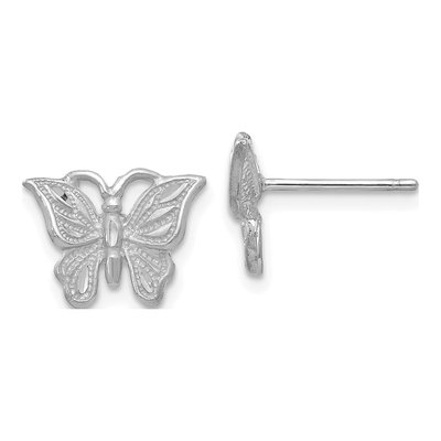 14K Yellow Gold Diamond-Cut Butterfly Stud Earrings