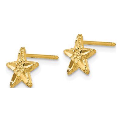 14K Yellow Gold Diamond-Cut Starfish Stud Earrings – view 3