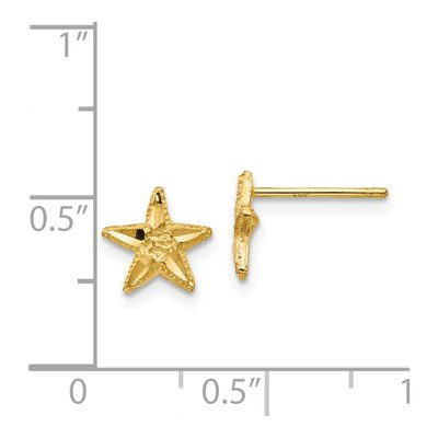 14K Yellow Gold Diamond-Cut Starfish Stud Earrings – view 5