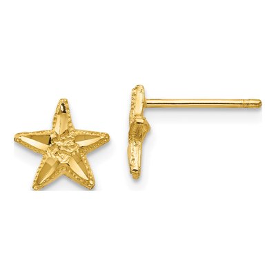 14K Yellow Gold Diamond-Cut Starfish Stud Earrings