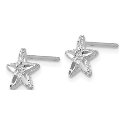 14K White Gold Diamond-Cut Starfish Stud Earrings – view 3