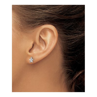 14K White Gold Diamond-Cut Starfish Stud Earrings – view 4