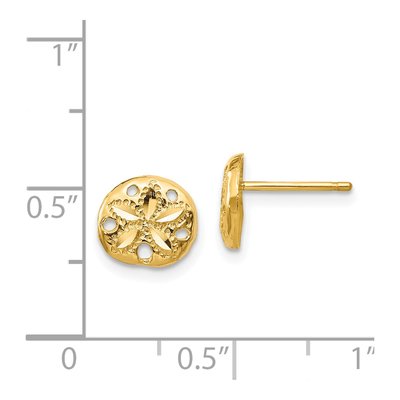 14K Yellow Gold Diamond-Cut Sand Dollar Stud Earrings – view 5