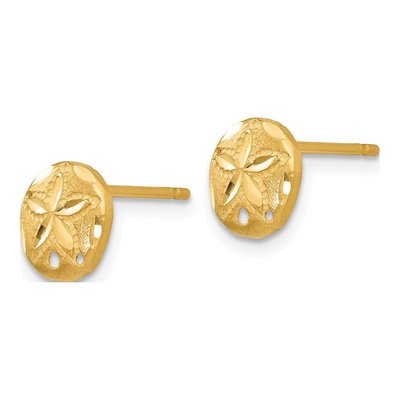 14K Yellow Gold Diamond-Cut Sand Dollar Stud Earrings – view 3