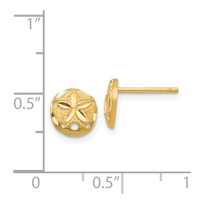 14K Yellow Gold Diamond-Cut Sand Dollar Stud Earrings – view 5