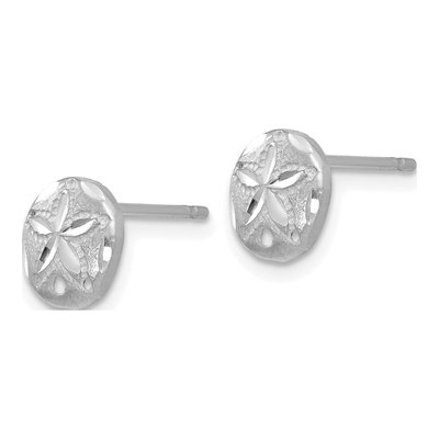 14K White Gold Diamond-Cut Sand Dollar Stud Earrings – view 3