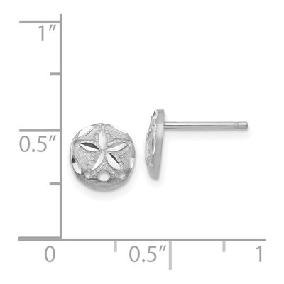 14K White Gold Diamond-Cut Sand Dollar Stud Earrings – view 5