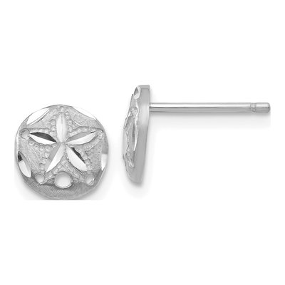 14K White Gold Diamond-Cut Sand Dollar Stud Earrings
