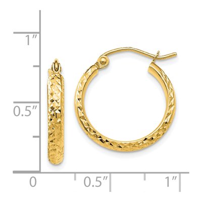 14K Yellow Gold Diamond-Cut Tube Hoop Earrings – view 5