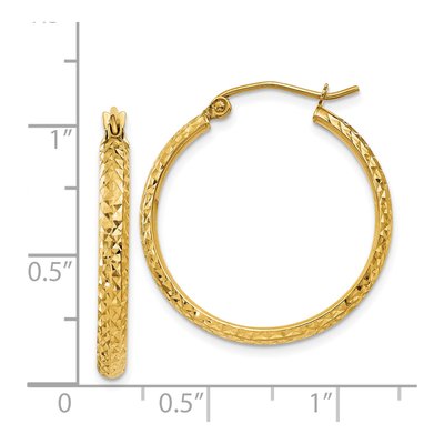 14K Yellow Gold Diamond-Cut Tube Hoop Earrings – view 5