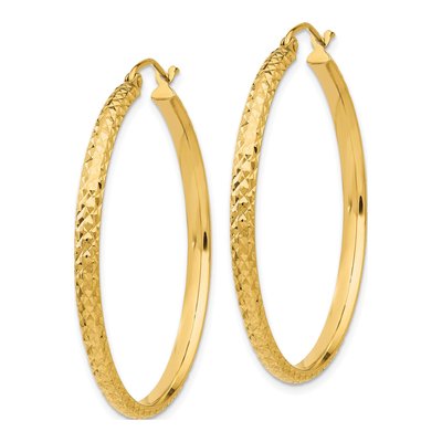 14K Yellow Gold 37mm Diamond-Cut Tube Hoop Earrings – view 3