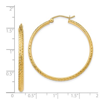 14K Yellow Gold 37mm Diamond-Cut Tube Hoop Earrings – view 5