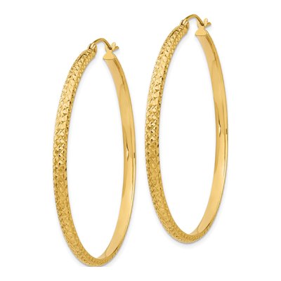 14K Yellow Gold 46mm Diamond-Cut Tube Hoop Earrings – view 2