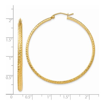 14K Yellow Gold 46mm Diamond-Cut Tube Hoop Earrings – view 4