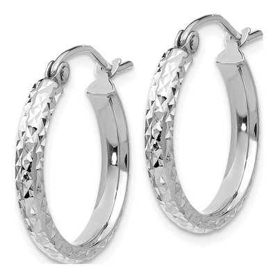 14K White Gold 18mm Diamond-Cut Tube Hoop Earrings – view 3
