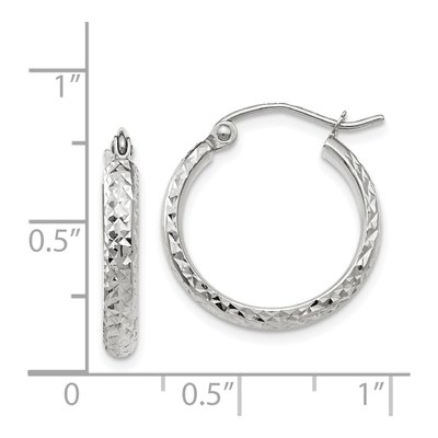14K White Gold 18mm Diamond-Cut Tube Hoop Earrings – view 5