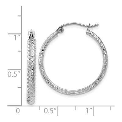14K White Gold 25mm Diamond-Cut Tube Hoop Earrings – view 5