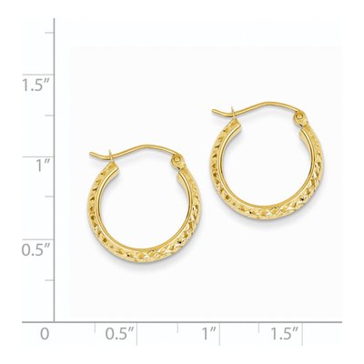 14K Yellow Gold 17mm Diamond-Cut Tube Hoop Earrings – view 5