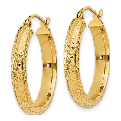 14K Yellow Gold 22mm Diamond-Cut Tube Hoop Earrings – view 3
