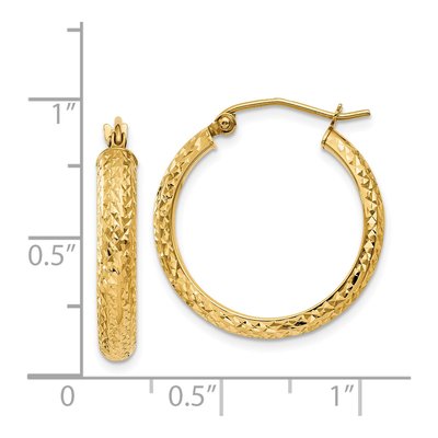14K Yellow Gold 22mm Diamond-Cut Tube Hoop Earrings – view 5