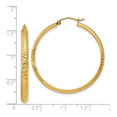 14K Yellow Gold 38mm Diamond-Cut Tube Hoop Earrings – view 5