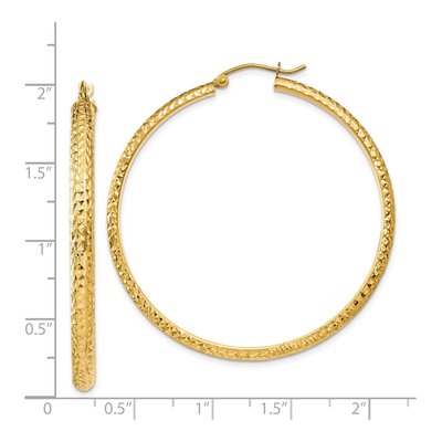 14K Yellow Gold Diamond-Cut Tube Hoop Earrings – view 4