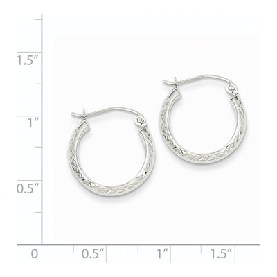 14K White Gold 17mm Diamond-Cut Tube Hoop Earrings – view 5