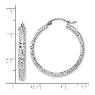 14K White Gold 28mm Diamond-Cut Tube Hoop Earrings – view 5