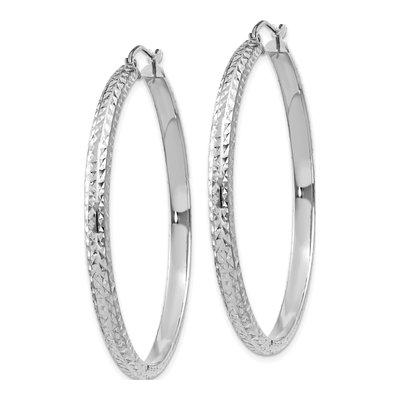 14K White Gold 46mm Diamond-Cut Tube Hoop Earrings – view 3