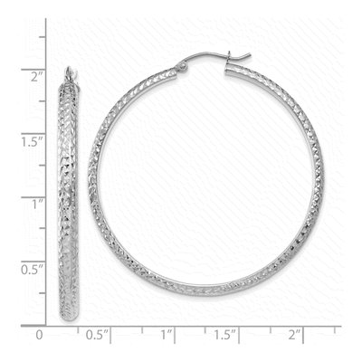 14K White Gold 46mm Diamond-Cut Tube Hoop Earrings – view 5