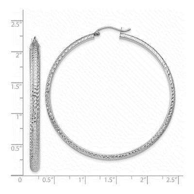 14K White Gold 52mm Diamond-Cut Tube Hoop Earrings – view 5