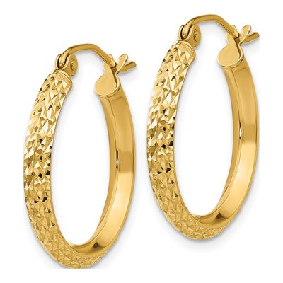 14K Yellow Gold 20mm Diamond-Cut Tube Hoop Earrings – view 3