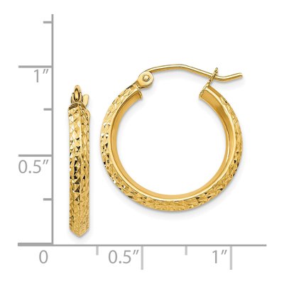 14K Yellow Gold 20mm Diamond-Cut Tube Hoop Earrings – view 5