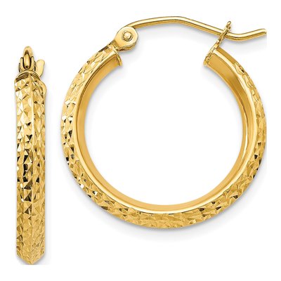 14K Yellow Gold 20mm Diamond-Cut Tube Hoop Earrings