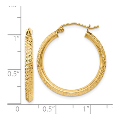 14K Yellow Gold 25mm Diamond-Cut Tube Hoop Earrings – view 5