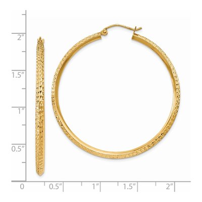 14K Yellow Gold 45mm Diamond-Cut Tube Hoop Earrings – view 5
