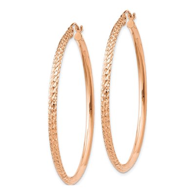 14K Rose Gold 45mm Diamond-Cut Knife-Edge Hoop Earrings – view 2
