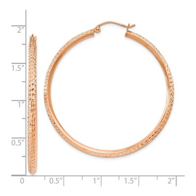 14K Rose Gold 45mm Diamond-Cut Knife-Edge Hoop Earrings – view 4